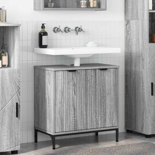 vidaXL Gabinete de Lavabo para Ba&ntilde;o Gris Sonoma 60,5 x 33,5 x 61 cm