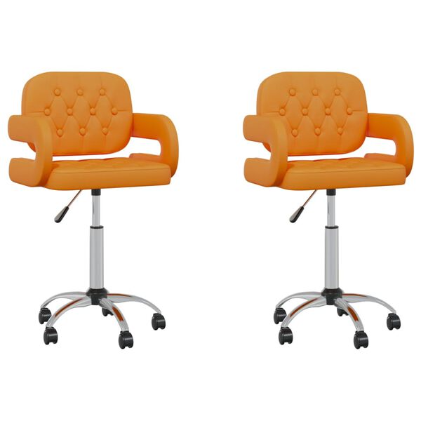 vidaXL Sillas de comedor giratorias 2 uds cuero sint&eacute;tico naranja