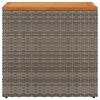 vidaXL Mesa auxiliar jardín tapa madera ratán PE gris 58x27,5x55 cm