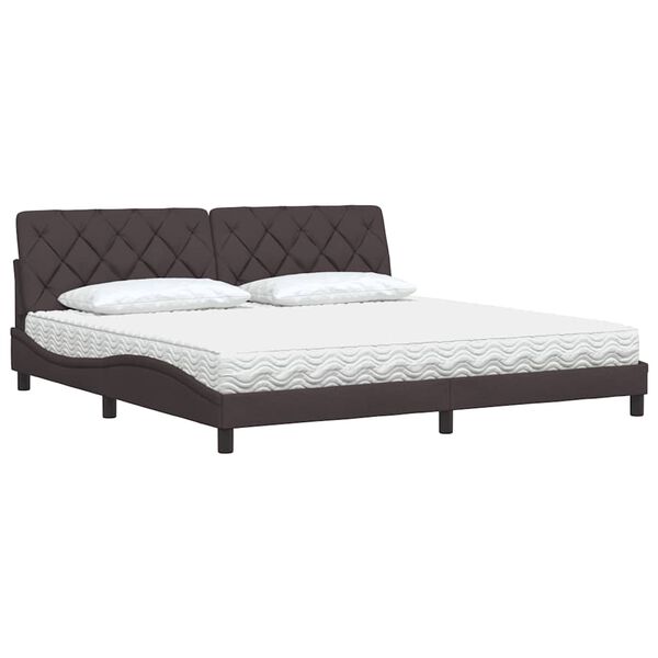 vidaXL Cama con colch&oacute;n tela marr&oacute;n oscuro 200x200 cm