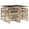 vidaXL Set comedor de jard&iacute;n 5 pzas con cojines rat&aacute;n sint&eacute;tico beige