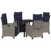 vidaXL Conjunto de Comedor de Jard&iacute;n 5 pcs Gris rat&aacute;n sint&eacute;tico