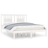 vidaXL Estructura de cama doble sin colch&oacute;n madera maciza blanco