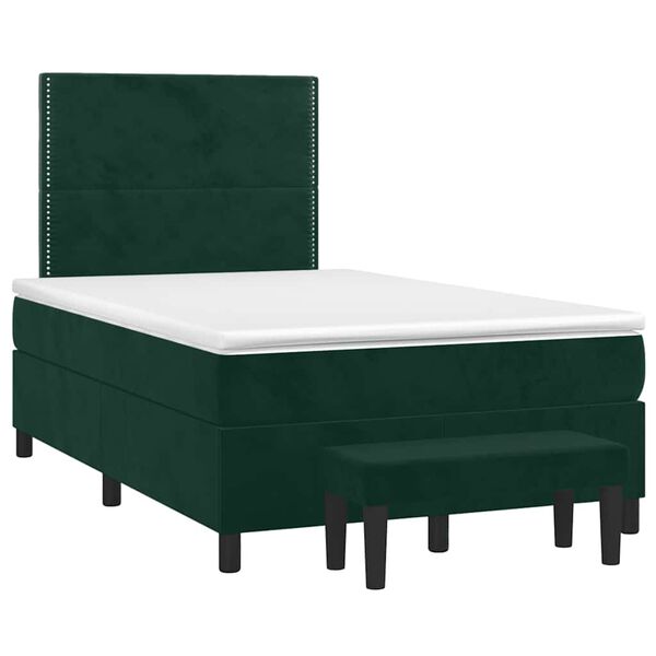 vidaXL Cama box spring con colch&oacute;n terciopelo verde oscuro 120x190 cm