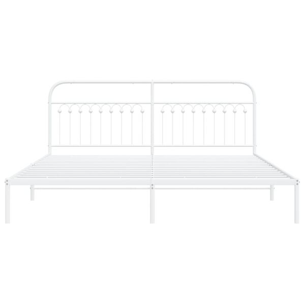 vidaXL Estructura cama sin colch&oacute;n con cabecero metal blanco 193x203cm