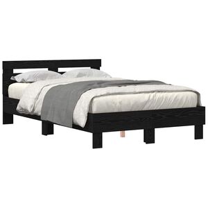 vidaXL Estructura de cama con LED Roble Negro 120 x 190 cm