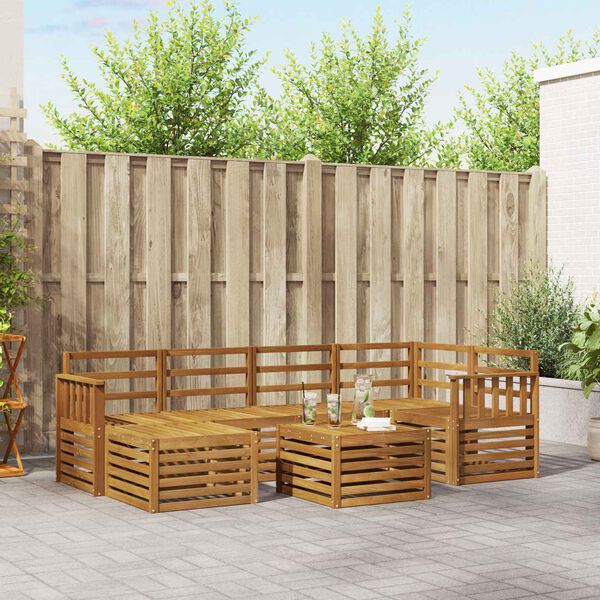 vidaXL Juegos de sof&aacute;s Natural Madera de Acacia S&oacute;lida