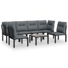 vidaXL Juego de muebles de jard&iacute;n 7 pzas rat&aacute;n sint&eacute;tico negro y gris