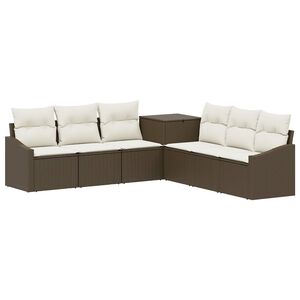 vidaXL Juego de Sof&aacute; 7 uds. Marr&oacute;n y Crema Blanca