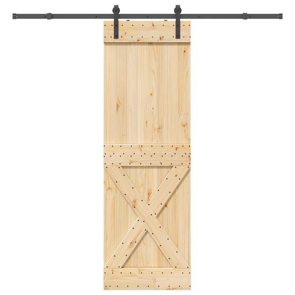 vidaXL Puerta corredera con herrajes madera maciza de pino 70x210 cm