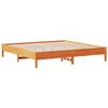 vidaXL Cama con estanter&iacute;a sin colch&oacute;n madera maciza marr&oacute;n 200x200 cm