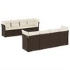 vidaXL Set de sof&aacute;s de jard&iacute;n 9 pzas y cojines rat&aacute;n sint&eacute;tico marr&oacute;n