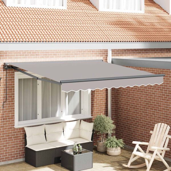 vidaXL Toldo Retr&aacute;ctil Manual Gris Claro 300 x 250 cm Aluminio y Tela