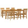 vidaXL Conjunto de comedor 7 uds. Beige Madera de Roble S&oacute;lido
