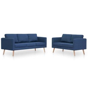 vidaXL Conjunto de sof&aacute;s 2 piezas tela azul