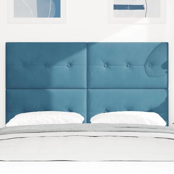 vidaXL Cabecero con cabecera Azul Oscuro 144 cm Cuero sint&eacute;tico
