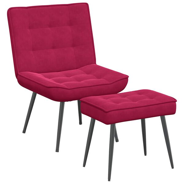 vidaXL Sill&oacute;n de relax con reposapi&eacute;s terciopelo rojo tinto