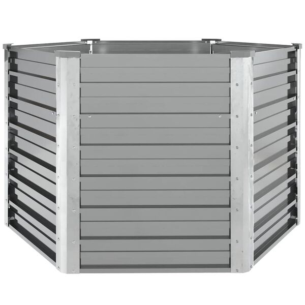 vidaXL Arriate de jardín de acero galvanizado gris 129x129x77 cm
