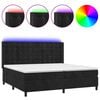 vidaXL Cama box spring colch&oacute;n y LED terciopelo negro 200x200 cm
