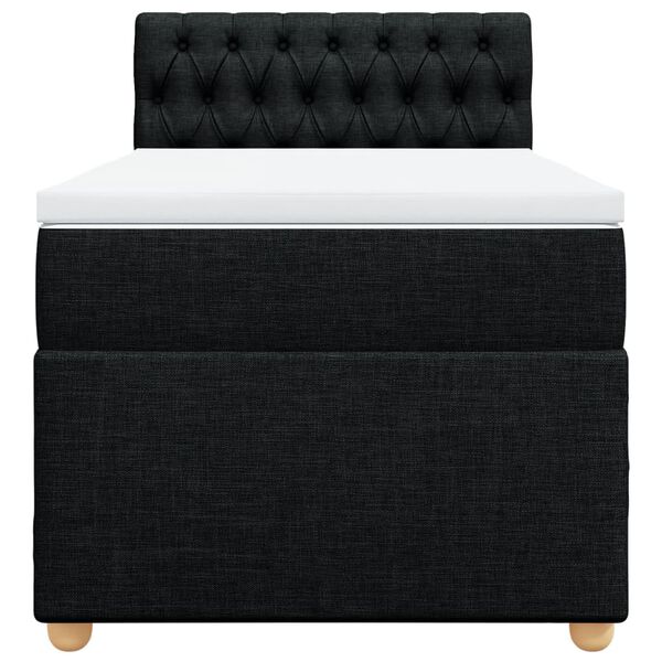 vidaXL Cama box spring individual con colch&oacute;n tela negro