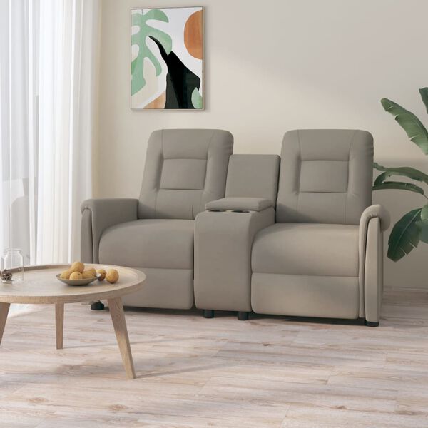 vidaXL Sof&aacute; reclinable de 2 plazas con portavasos gris claro