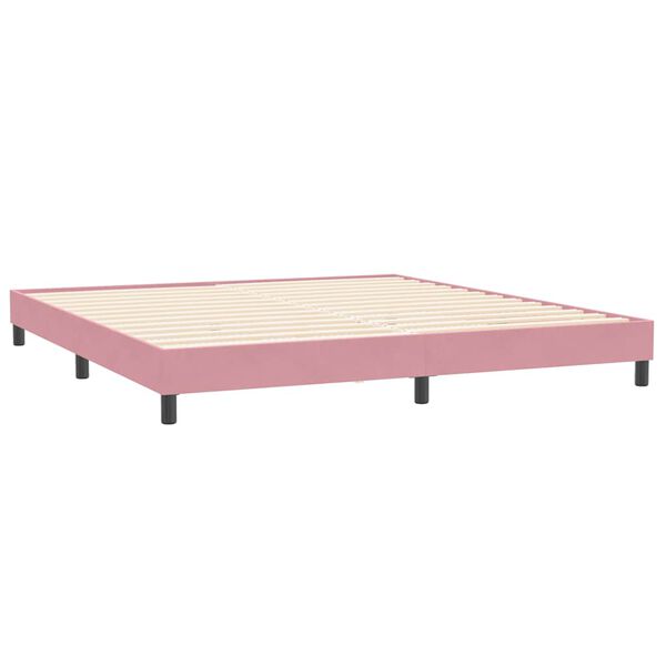 vidaXL Cama box spring con colch&oacute;n terciopelo rosa 180x210 cm