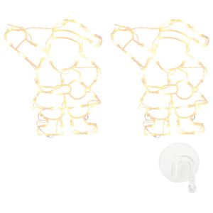 vidaXL Luces de Navidad Santa Silueta 2 piezas 35 LEDs blanco c&aacute;lido