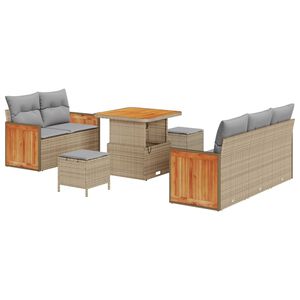 vidaXL Conjunto de sof&aacute;s de jard&iacute;n 10 uds. 7 plaza Beige y Gris Claro
