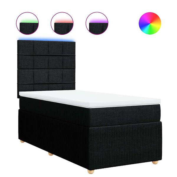 vidaXL Cama box spring con colch&oacute;n tela negro 90x190 cm