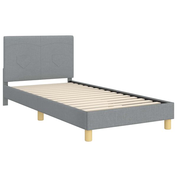 vidaXL Cama para niños con cabecero Gris Claro 90 x 200 cm tela