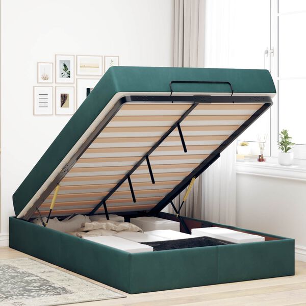 vidaXL Estructura de cama con colch&oacute;n 2 pcs Verde Terciopelo