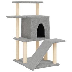 vidaXL Rascador para gatos con postes de sisal gris claro 97 cm