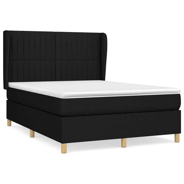 vidaXL Cama box spring con colch&oacute;n tela negro 140x200 cm