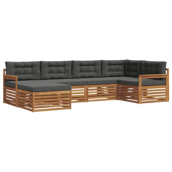 vidaXL Conjunto de sof&aacute;s de exterior 6 pcs Natural y Antracita