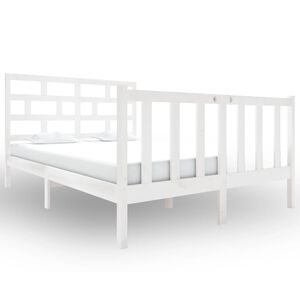 vidaXL Estructura de cama madera maciza pino blanco 120x190 cm