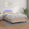 vidaXL Cama box spring colch&oacute;n LED cuero sint&eacute;tico capuchino 120x190cm