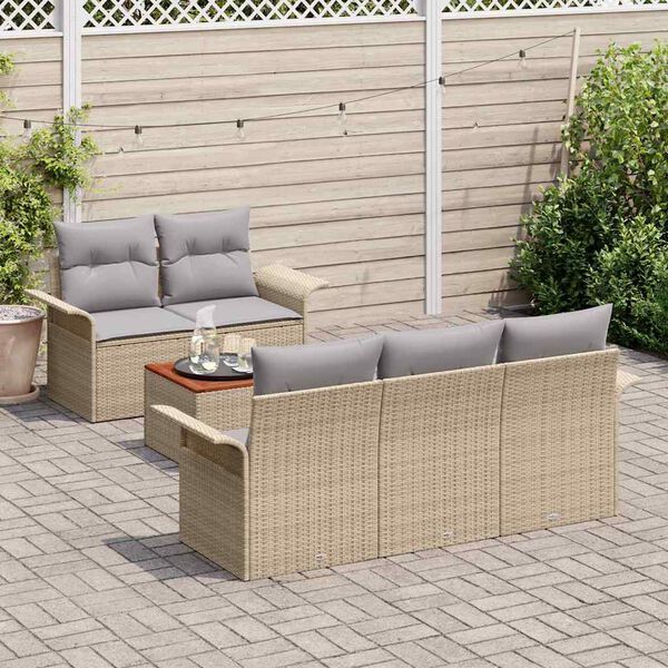 vidaXL Conjunto de sofás de jardín 6 pcs Beige ratán sintético