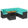 vidaXL Set de sof&aacute;s de jard&iacute;n 7 pzas con cojines rat&aacute;n sint&eacute;tico negro
