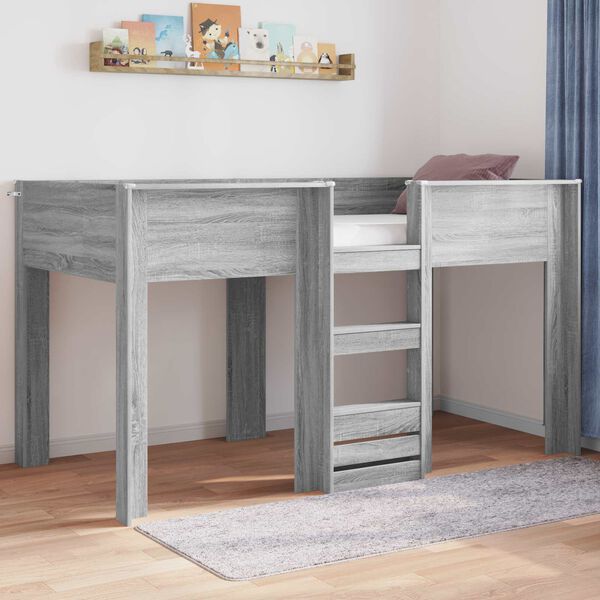 vidaXL Cama Litera para Ni&ntilde;os con colch&oacute;n Gris Sonoma 100 x 200 cm