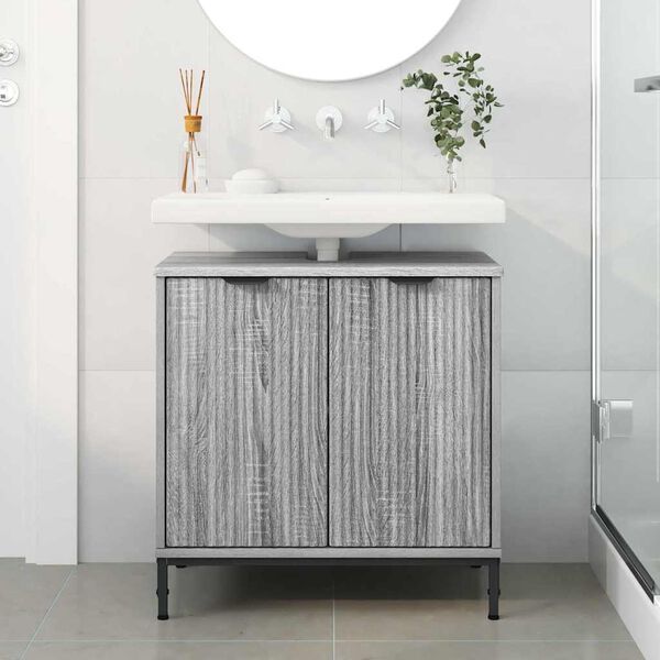 vidaXL Gabinete de Lavabo para Ba&ntilde;o Gris Sonoma 60,5 x 33,5 x 61 cm