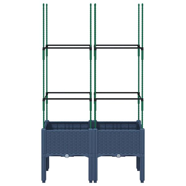 vidaXL Jardinera con enrejado PP azul gris 80x40x142,5 cm