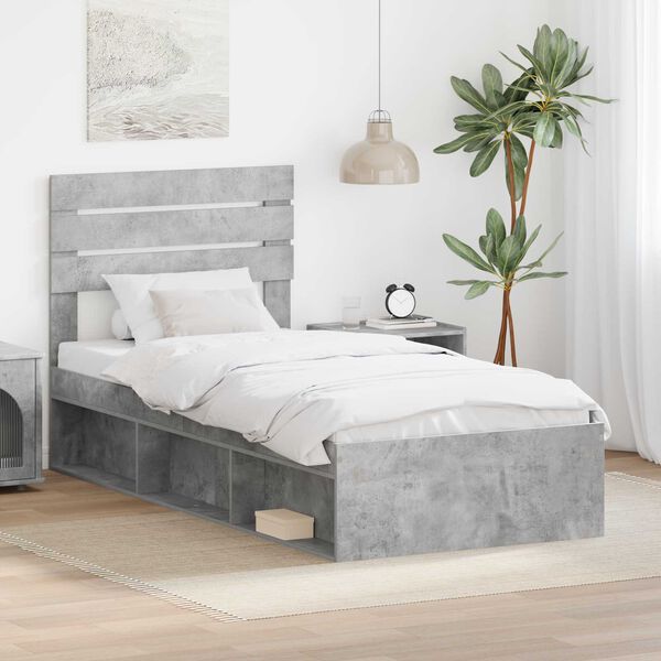 vidaXL Estructura de cama Concreto 90 x 200 cm Madera de pino macizo