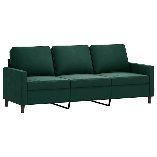 vidaXL Sof&aacute; de 3 plazas terciopelo verde oscuro 180 cm