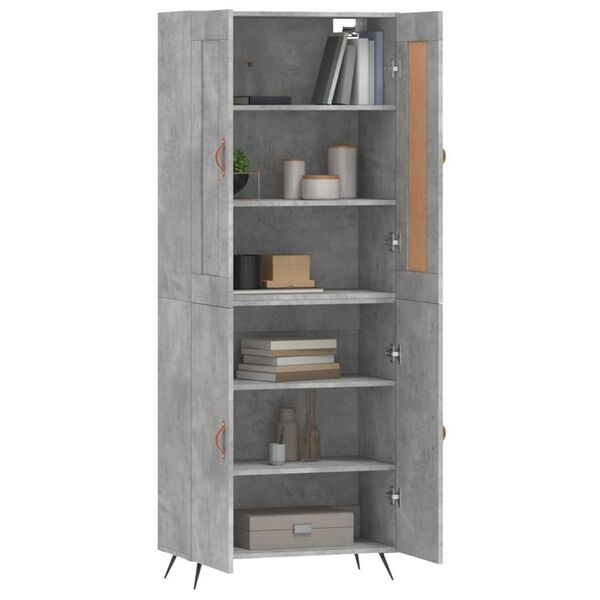 vidaXL Aparador alto madera contrachapada gris hormig&oacute;n 69,5x34x180 cm