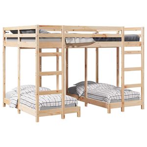 vidaXL Estructura de litera triple Marr&oacute;n 140 x 200 cm