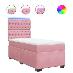 vidaXL Cama box spring con colch&oacute;n terciopelo rosa 80x200 cm