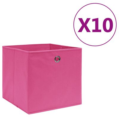 vidaXL Cajas de almacenaje 10 uds tela no tejida rosa 28x28x28 cm