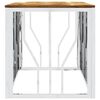 vidaXL Mesa de centro acero inoxidable y madera maciza acacia plateada