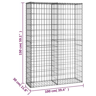 vidaXL Cesta para muro de gaviones de alambre galvanizado 150x100x30cm