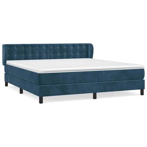 vidaXL Cama box spring con colch&oacute;n terciopelo azul oscuro 180x200 cm